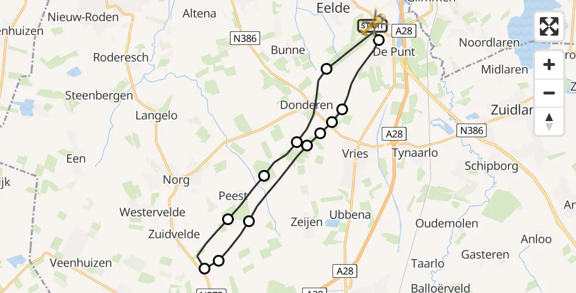 Routekaart van de vlucht: Lifeliner 4 naar Groningen Airport Eelde, Groningen Airport Eelde