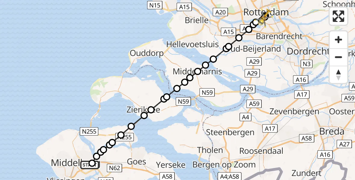 Routekaart van de vlucht: Lifeliner 2 naar Leids Universitair Medisch Centrum (LUMC), Leids Universitair Medisch Centrum (LUMC)
