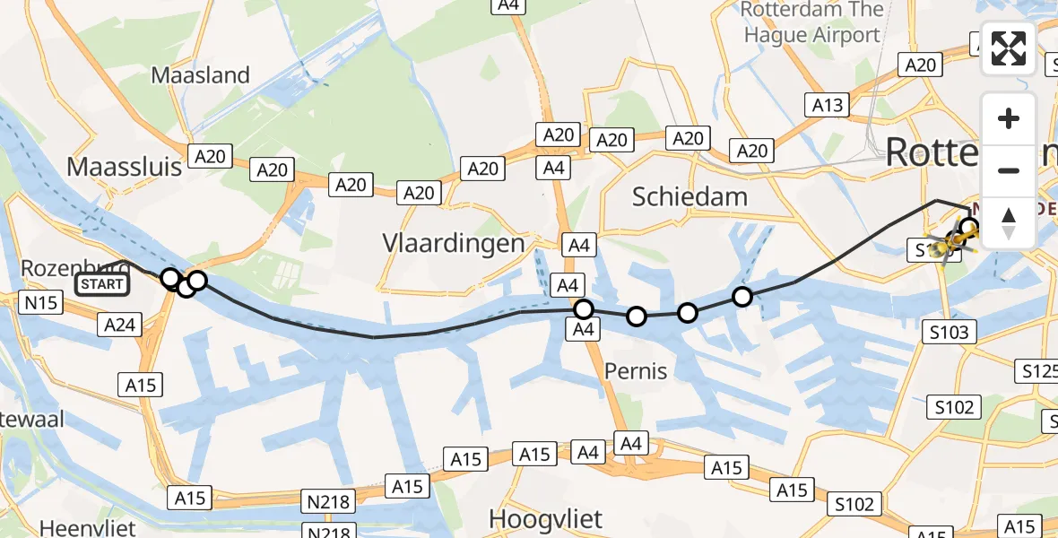 Routekaart van de vlucht: Lifeliner 2 naar Leids Universitair Medisch Centrum (LUMC), Leids Universitair Medisch Centrum (LUMC)