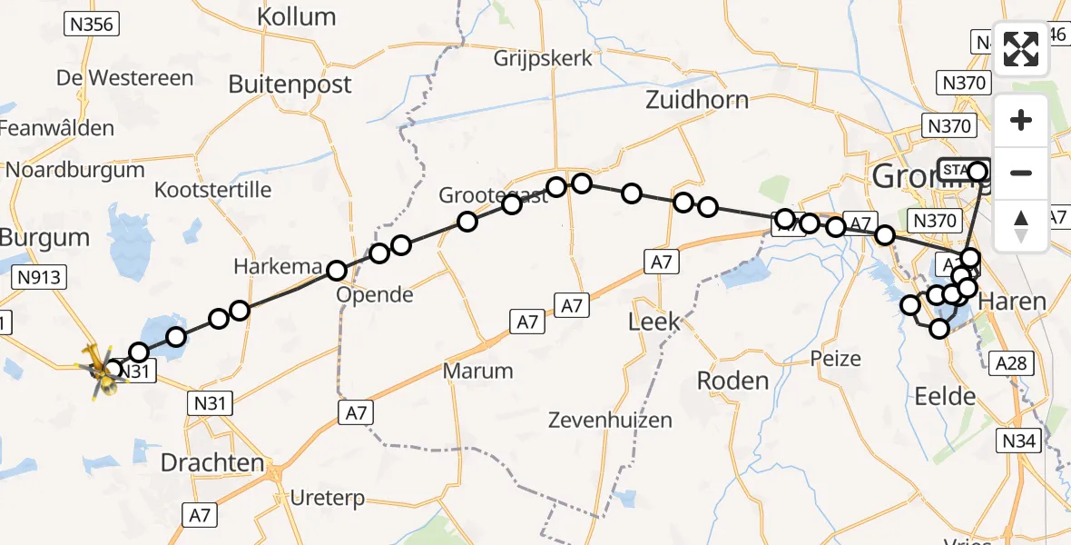 Routekaart van de vlucht: Lifeliner 4 naar Nijega, N356