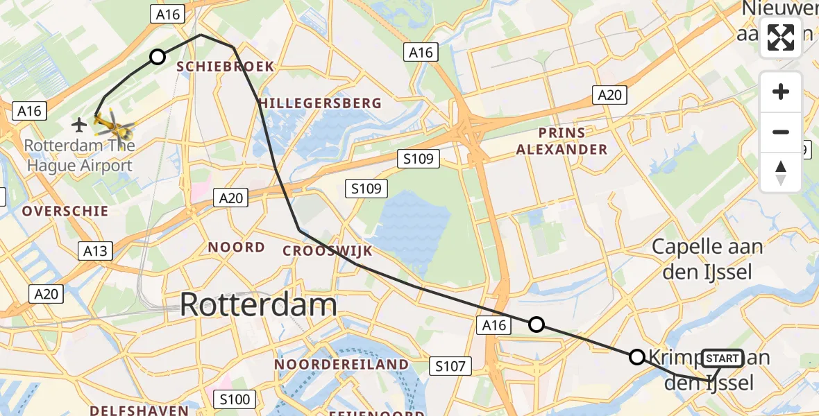 Routekaart van de vlucht: Lifeliner 2 naar Rotterdam The Hague Airport, Rotterdam The Hague Airport