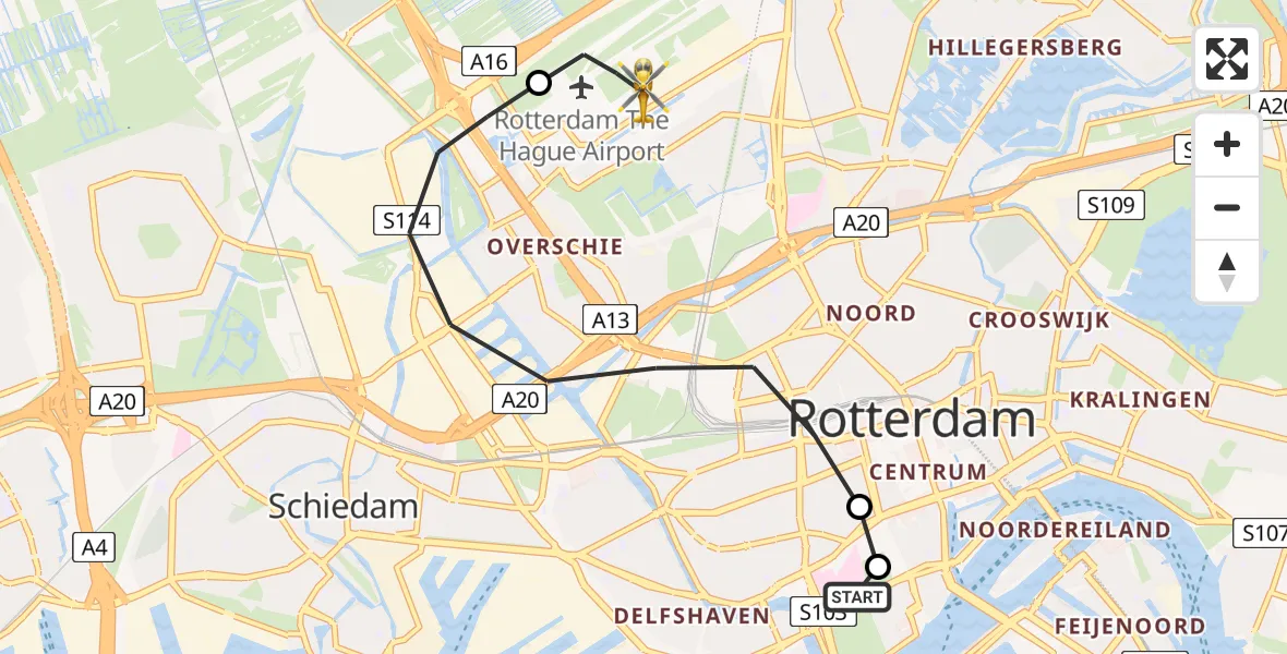 Routekaart van de vlucht: Lifeliner 2 naar Rotterdam The Hague Airport, Rotterdam The Hague Airport