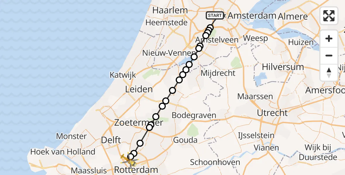 Routekaart van de vlucht: Lifeliner 2 naar Rotterdam The Hague Airport, Rotterdam The Hague Airport