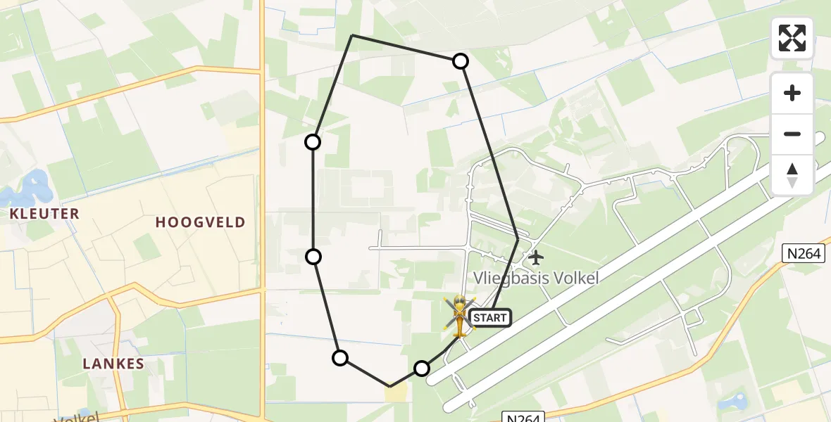 Routekaart van de vlucht: Lifeliner 3 naar Vliegbasis Volkel, Vliegbasis Volkel