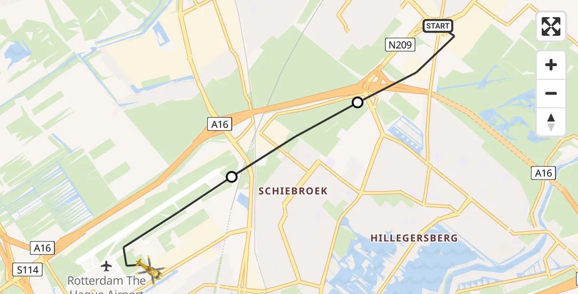 Routekaart van de vlucht: Lifeliner 2 naar Rotterdam The Hague Airport, Rotterdam The Hague Airport