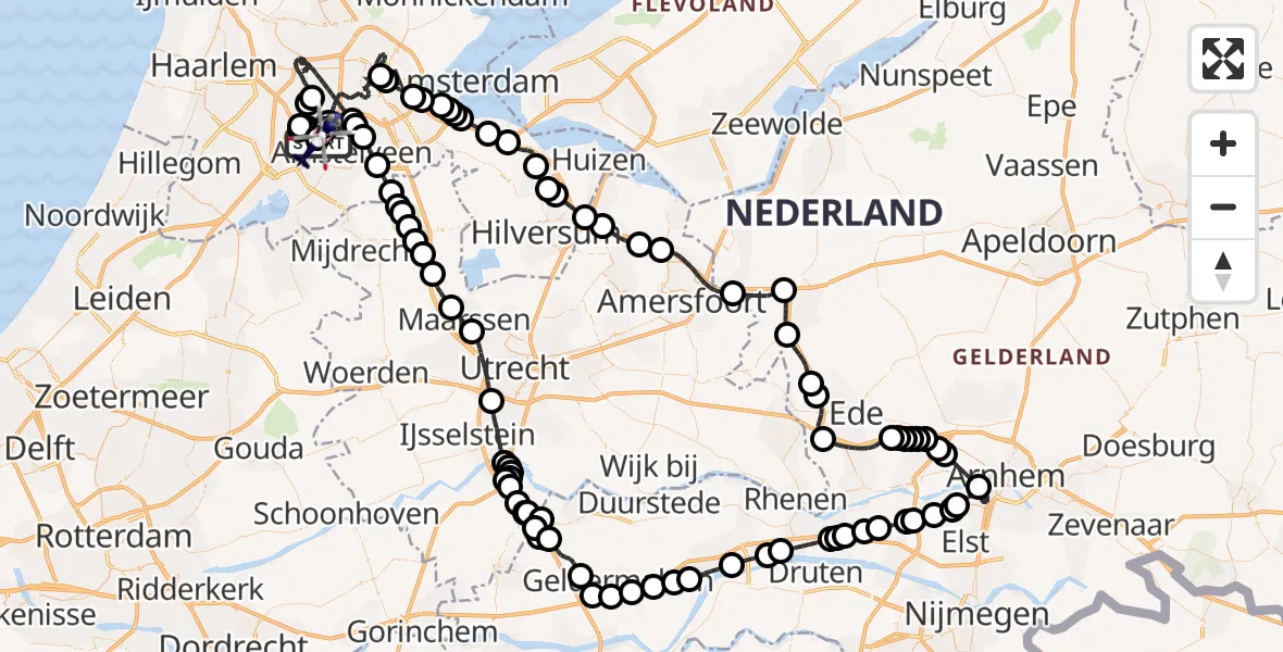 Routekaart van de vlucht: Politiehelikopter naar Amsterdam Vliegveld Schiphol, Amsterdam Vliegveld Schiphol