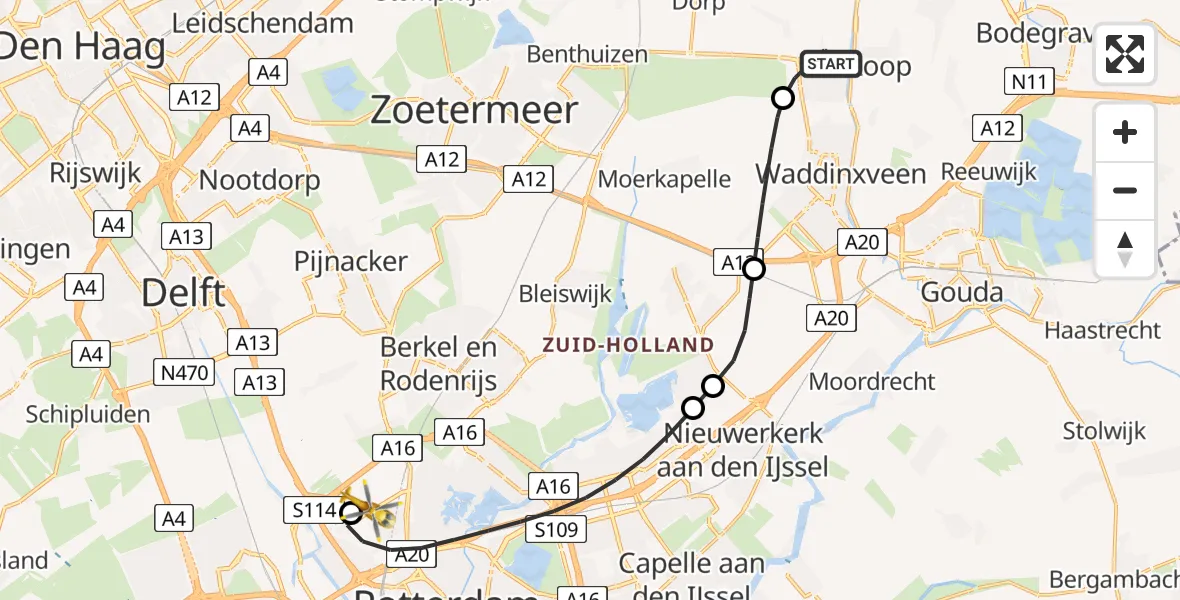 Routekaart van de vlucht: Lifeliner 2 naar Rotterdam The Hague Airport, Rotterdam The Hague Airport