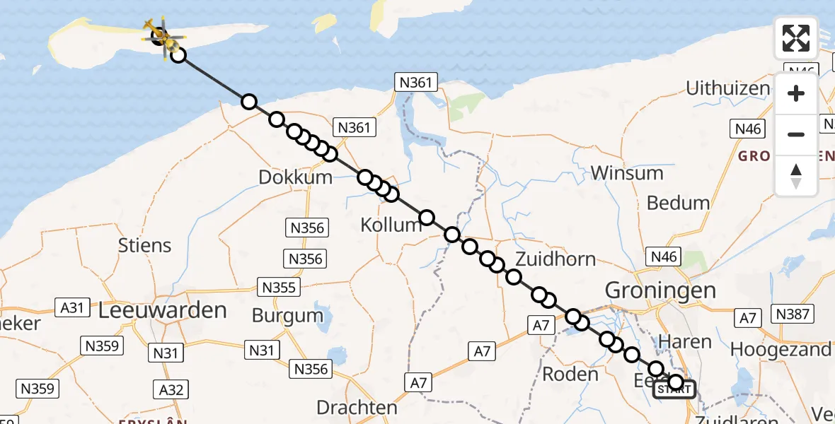 Routekaart van de vlucht: Lifeliner 4 naar Buren, Zwarteweg