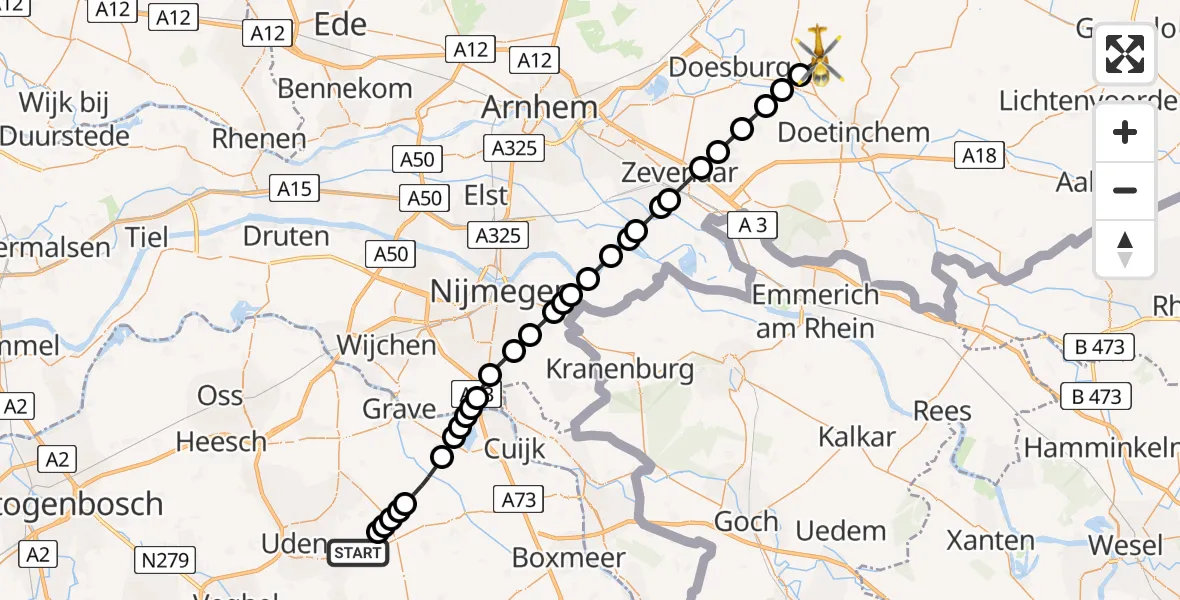 Routekaart van de vlucht: Lifeliner 3 naar Hummelo, Korte Broekstraat