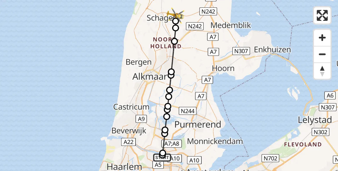Routekaart van de vlucht: Lifeliner 1 naar Barsingerhorn, Kanaalweg