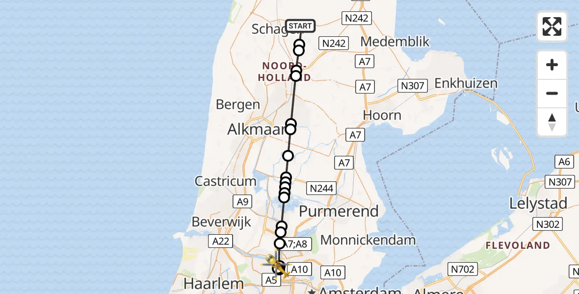 Routekaart van de vlucht: Lifeliner 1 naar Amsterdam Heliport, Amsterdam Heliport