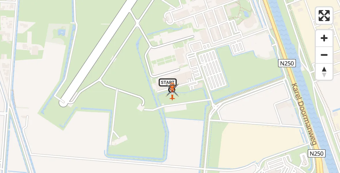 Routekaart van de vlucht: Kustwachthelikopter naar Den Helder, Karel Doormanweg