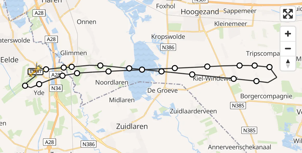 Routekaart van de vlucht: Lifeliner 4 naar Groningen Airport Eelde, Groningen Airport Eelde