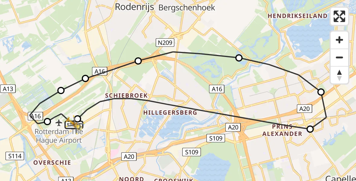 Routekaart van de vlucht: Lifeliner 2 naar Rotterdam The Hague Airport, Rotterdam The Hague Airport