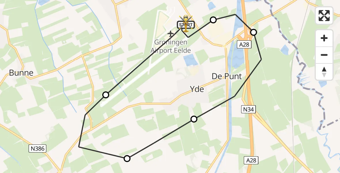 Routekaart van de vlucht: Lifeliner 4 naar Groningen Airport Eelde, Groningen Airport Eelde