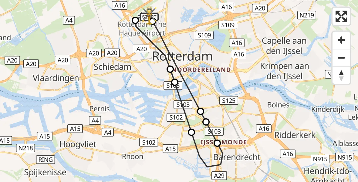 Routekaart van de vlucht: Lifeliner 2 naar Rotterdam The Hague Airport, Rotterdam The Hague Airport