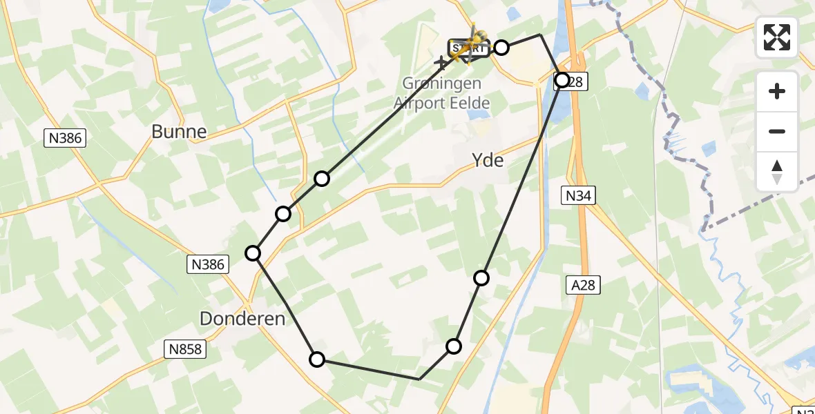 Routekaart van de vlucht: Lifeliner 4 naar Groningen Airport Eelde, Groningen Airport Eelde