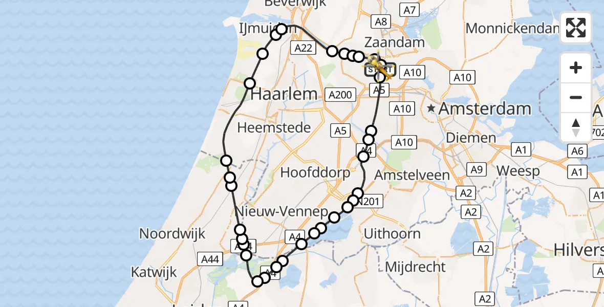 Routekaart van de vlucht: Lifeliner 1 naar Amsterdam Heliport, Amsterdam Heliport