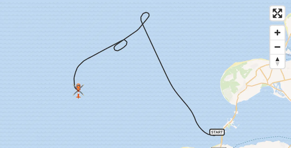 Routekaart van de vlucht: Kustwachthelikopter naar Noordzee, Noordzee
