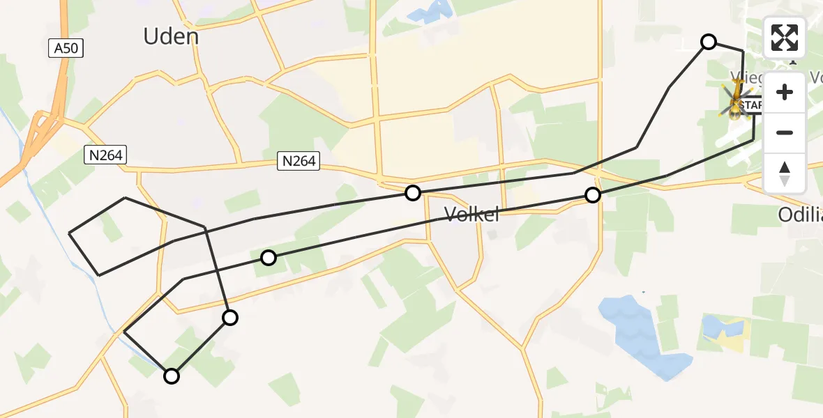Routekaart van de vlucht: Lifeliner 3 naar Vliegbasis Volkel, Vliegbasis Volkel