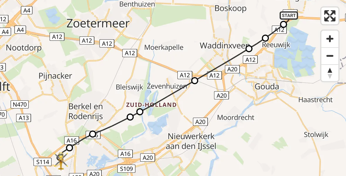 Routekaart van de vlucht: Lifeliner 2 naar Rotterdam The Hague Airport, Rotterdam The Hague Airport