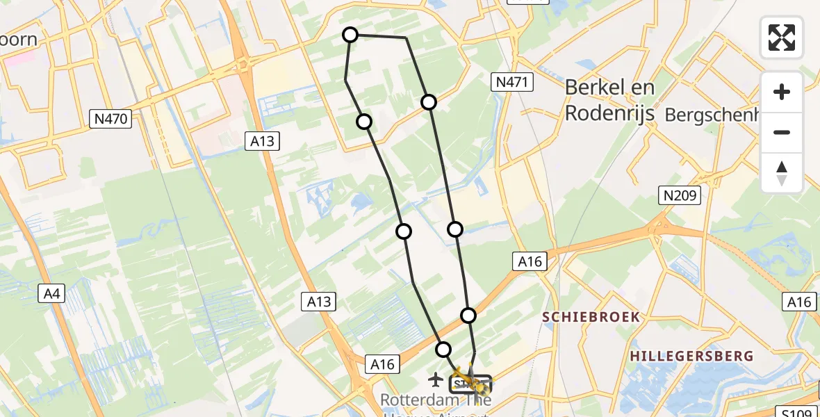 Routekaart van de vlucht: Lifeliner 2 naar Rotterdam The Hague Airport, Rotterdam The Hague Airport