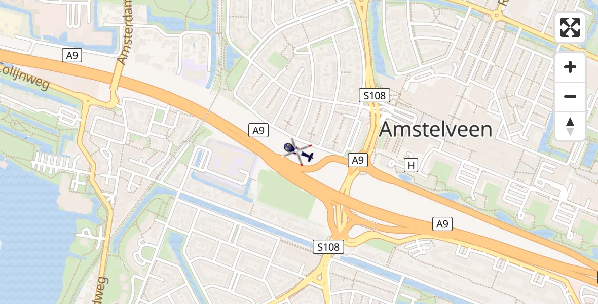 Vluchtroute Politiehelikopter van Amstelveen naar Amstelveen