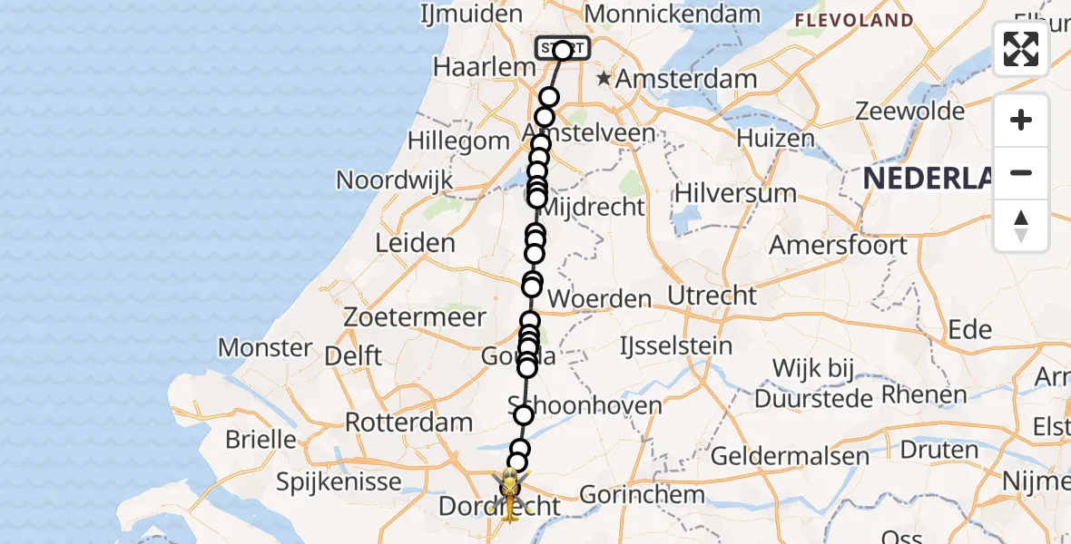 Routekaart van de vlucht: Lifeliner 1 naar Papendrecht, Edelweisslaan