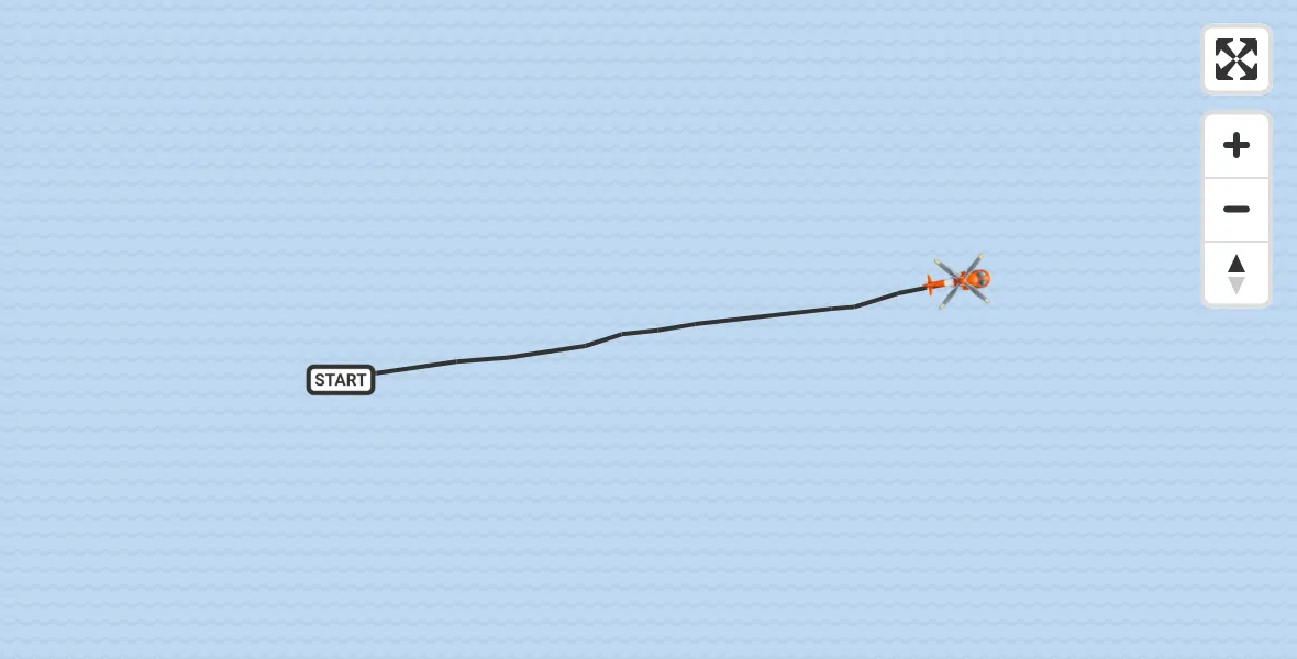 Routekaart van de vlucht: Kustwachthelikopter naar Noordzee, Noordzee