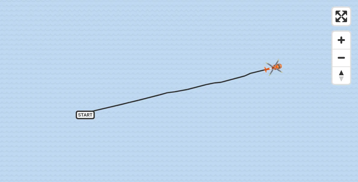 Routekaart van de vlucht: Kustwachthelikopter naar Noordzee, Noordzee