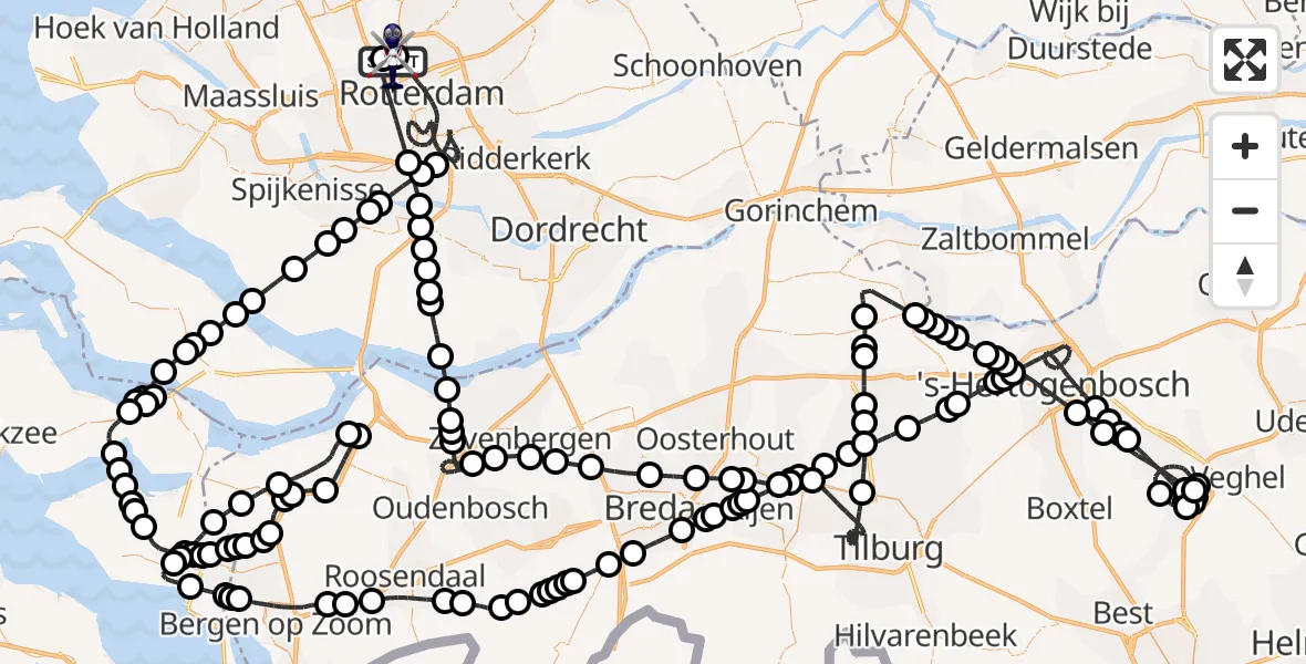 Routekaart van de vlucht: Politiehelikopter naar Rotterdam The Hague Airport, Rotterdam The Hague Airport