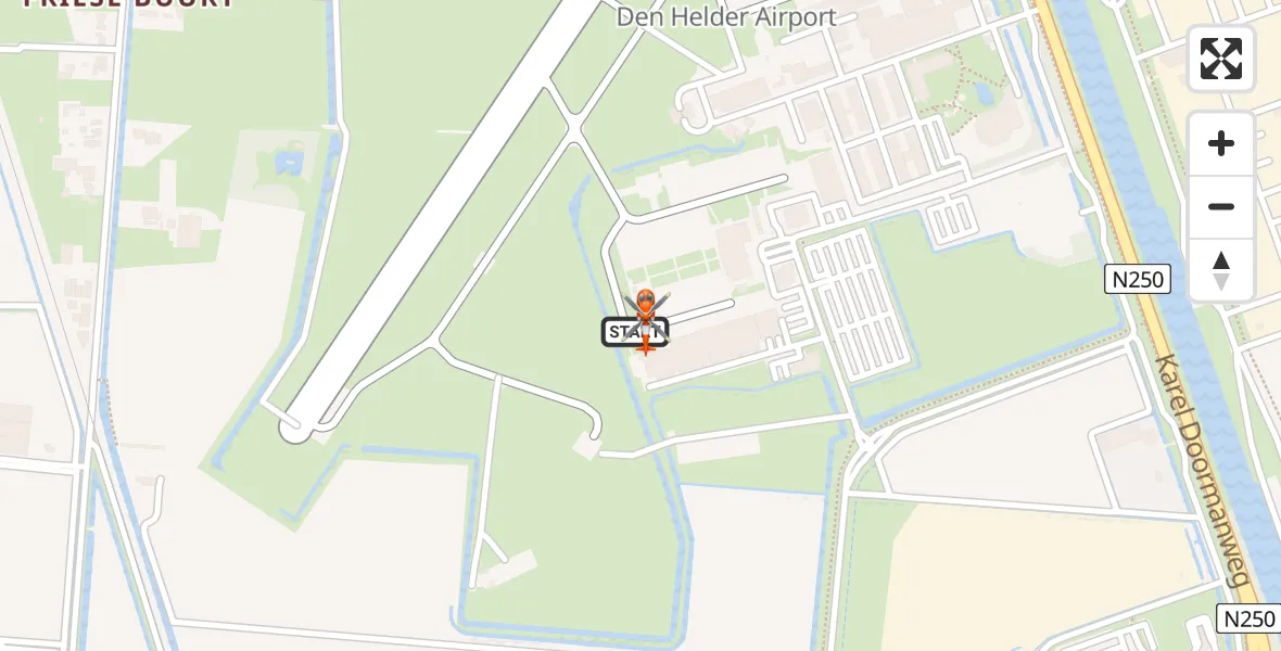 Routekaart van de vlucht: Kustwachthelikopter naar Militair vliegveld De Kooy / Den Helder Airport, Militair vliegveld De Kooy / Den Helder Airport
