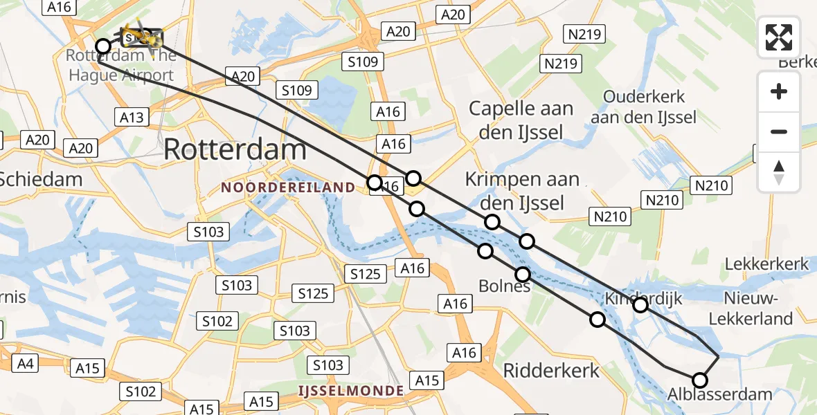 Routekaart van de vlucht: Lifeliner 2 naar Rotterdam The Hague Airport, Rotterdam The Hague Airport