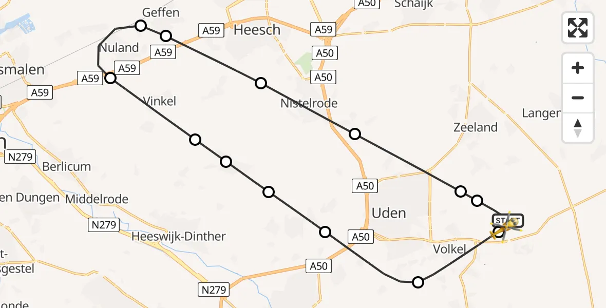 Routekaart van de vlucht: Lifeliner 3 naar Vliegbasis Volkel, Vliegbasis Volkel