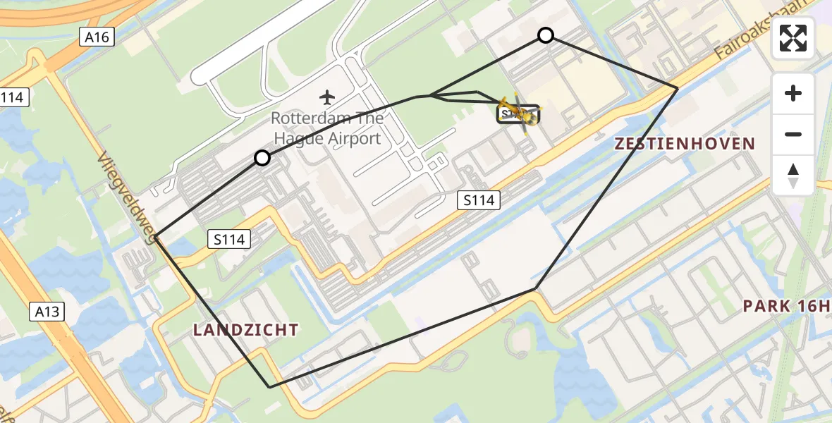 Routekaart van de vlucht: Lifeliner 2 naar Rotterdam The Hague Airport, Rotterdam The Hague Airport
