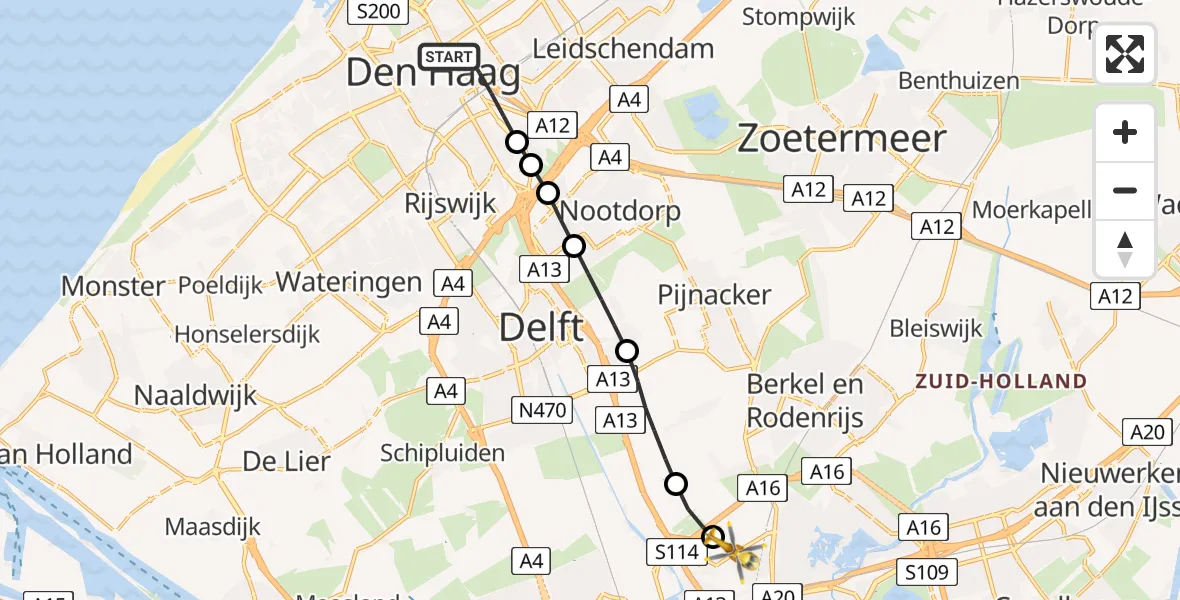 Routekaart van de vlucht: Lifeliner 2 naar Rotterdam The Hague Airport, Rotterdam The Hague Airport