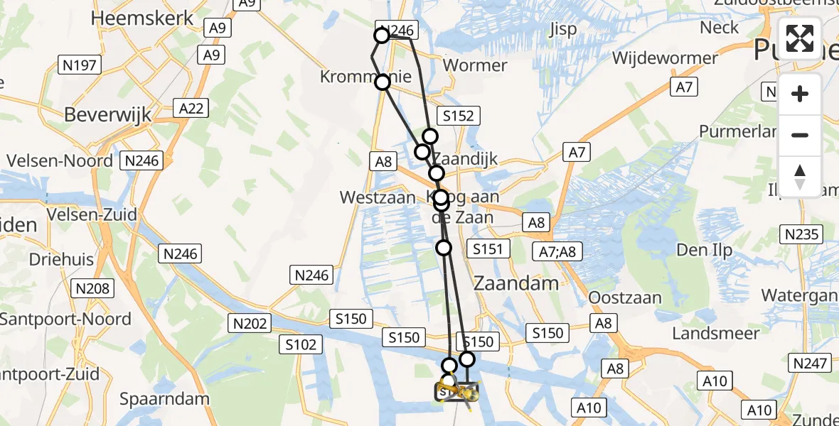 Routekaart van de vlucht: Lifeliner 1 naar Amsterdam Heliport, Amsterdam Heliport