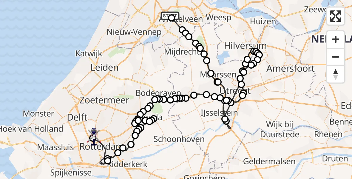 Routekaart van de vlucht: Politiehelikopter naar Rotterdam The Hague Airport, Rotterdam The Hague Airport