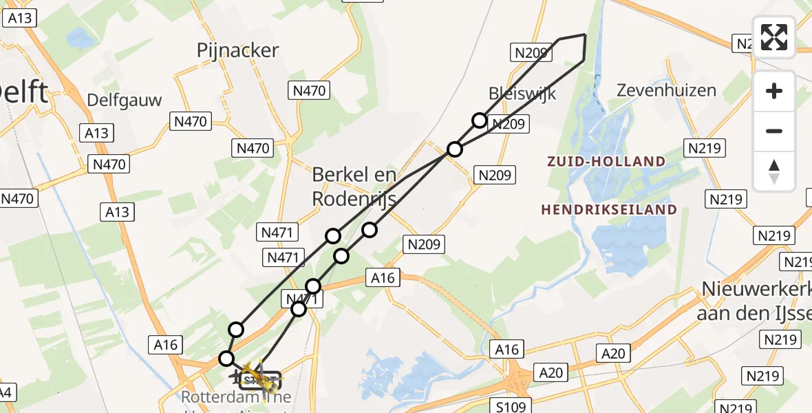 Routekaart van de vlucht: Lifeliner 2 naar Rotterdam The Hague Airport, Rotterdam The Hague Airport