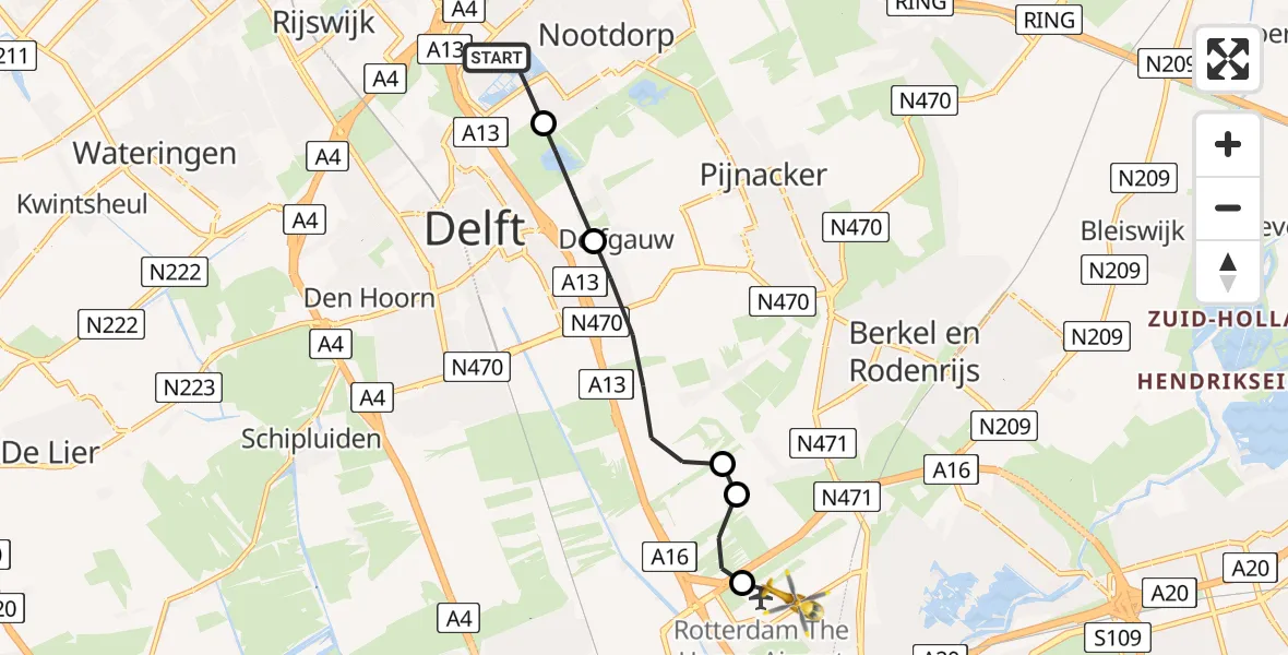 Routekaart van de vlucht: Lifeliner 2 naar Rotterdam The Hague Airport, Rotterdam The Hague Airport