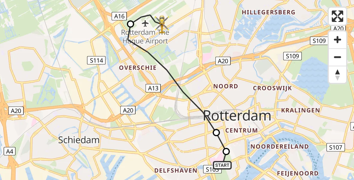 Routekaart van de vlucht: Lifeliner 2 naar Rotterdam The Hague Airport, Rotterdam The Hague Airport