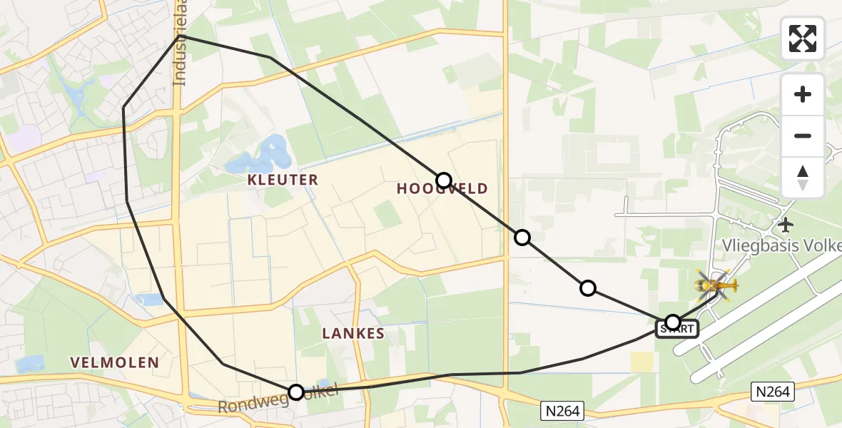 Routekaart van de vlucht: Lifeliner 3 naar Vliegbasis Volkel, Vliegbasis Volkel