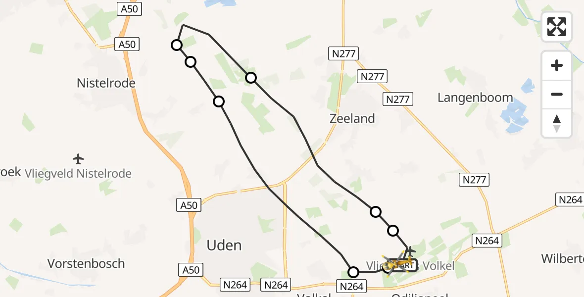 Routekaart van de vlucht: Lifeliner 3 naar Vliegbasis Volkel, Vliegbasis Volkel