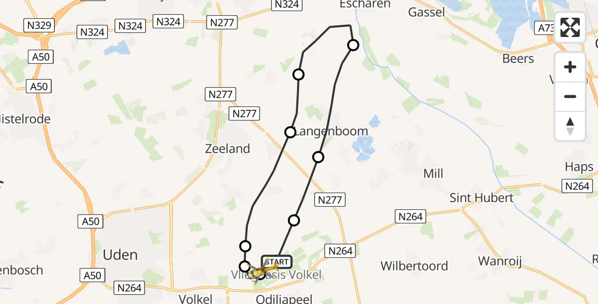 Routekaart van de vlucht: Lifeliner 3 naar Vliegbasis Volkel, Vliegbasis Volkel