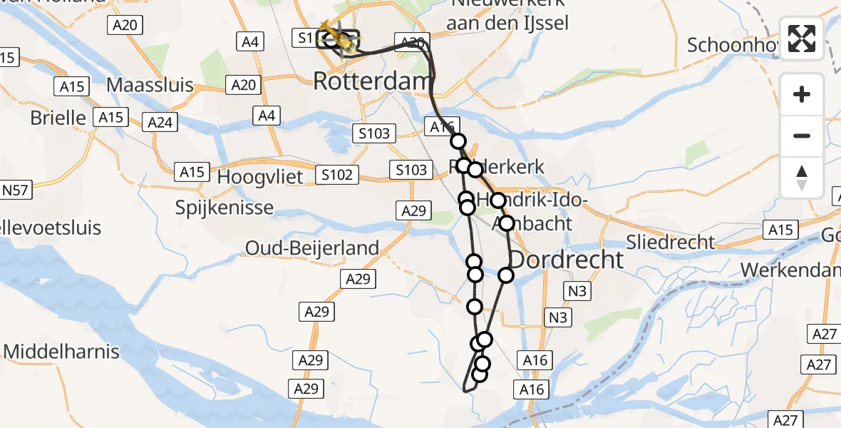 Routekaart van de vlucht: Lifeliner 2 naar Rotterdam The Hague Airport, Rotterdam The Hague Airport