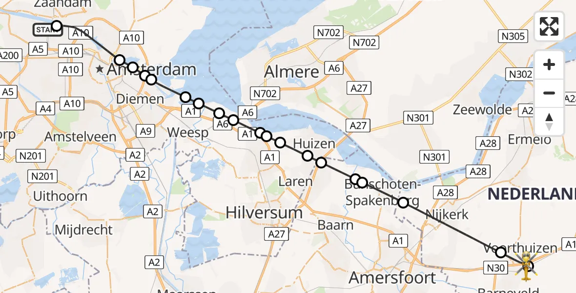 Routekaart van de vlucht: Lifeliner 1 naar Barneveld, Grote Bosweg