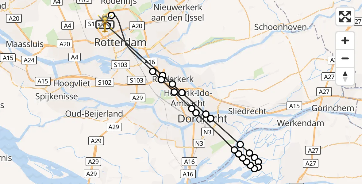 Routekaart van de vlucht: Lifeliner 2 naar Rotterdam The Hague Airport, Rotterdam The Hague Airport