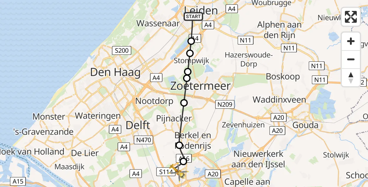 Routekaart van de vlucht: Lifeliner 2 naar Rotterdam The Hague Airport, Rotterdam The Hague Airport