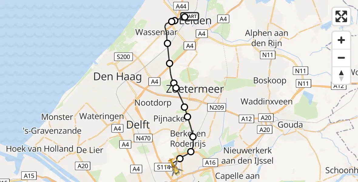 Routekaart van de vlucht: Lifeliner 2 naar Rotterdam The Hague Airport, Rotterdam The Hague Airport