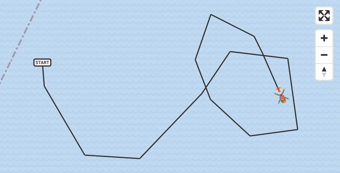 Routekaart van de vlucht: Kustwachthelikopter naar Oosterschelde, Oosterschelde